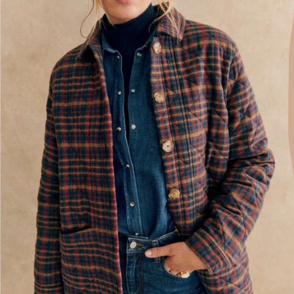 Sezane Will Jacket (S) - Ivan Burgandy Tartan NWT! - Picture 5 of 5